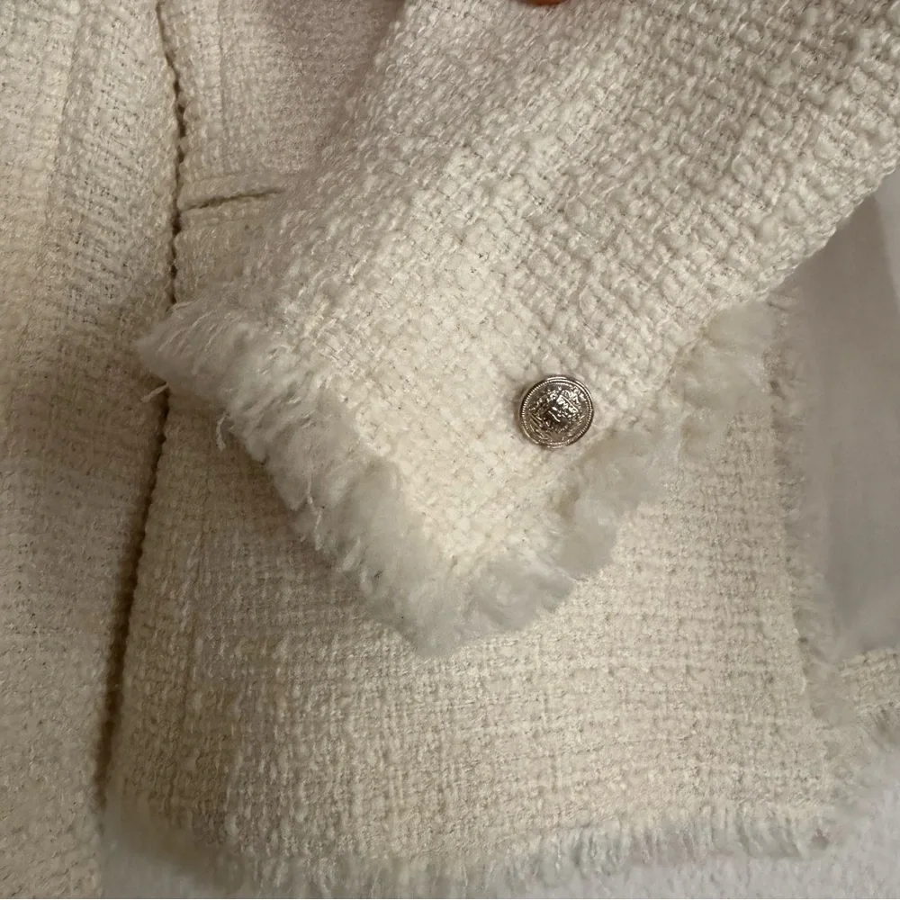 Cream Textured Jacket H&M New Without Tags Size XS - Picture 5 of 16